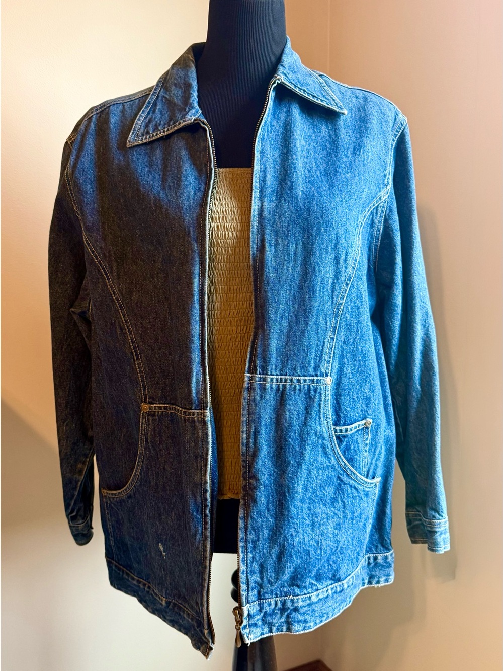 Vintage Bill Blass Denim Zip Up Jacket Medium Wash Medium (M)